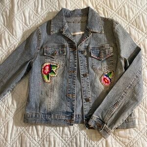 arizona jean co. embroidered denim jacket
